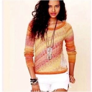Free People NWOT Pastel Ribbed Boatneck Gradient Sweater